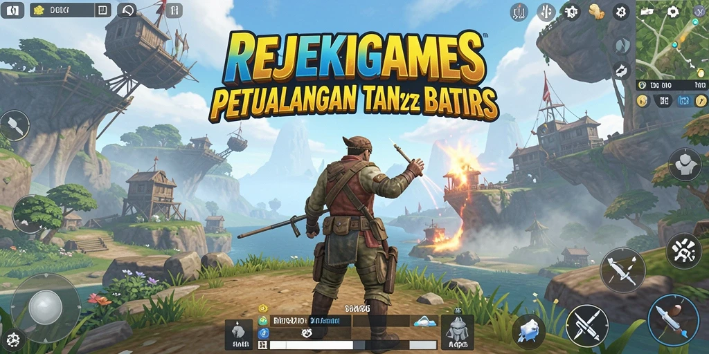 Screenshot gameplay REJEKIGAMES yang menampilkan eksplorasi dunia terbuka yang luas.